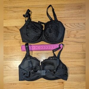 Set of 2 Black 42E Lace Bras Underwire Full Cup Bra Women's Plus Size